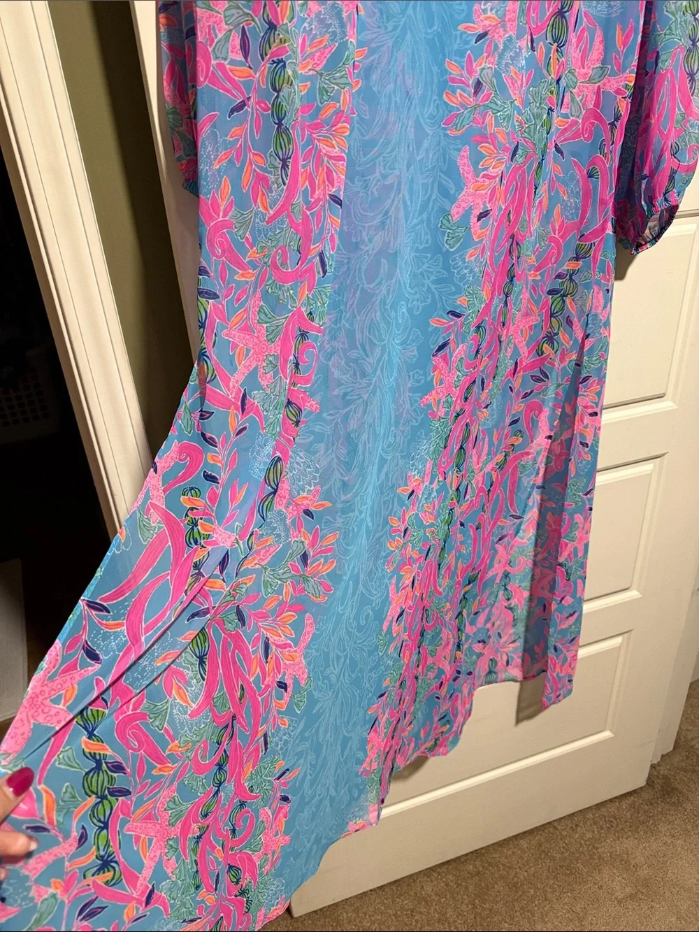 Lilly Pulitzer Frey Maxi cover up Kaftan size S/M turquoise NEW